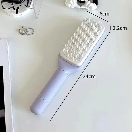 Automatic Cleaning Rotating Lifting Comb Self Cleaning Hairbrush Rotating Retractable anti Static Massage Comb Scalp Hair Comb